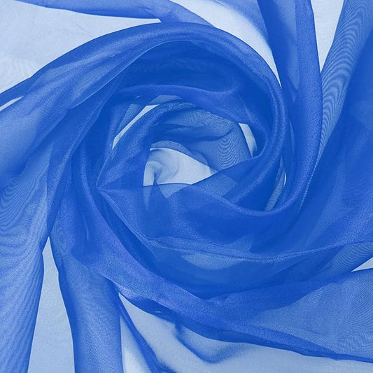 MECCANIXITY Iridescent Sheer Organza Fabric, 10 Yards x 59 Inches Solid Holographic Shiny Fabric Organza Cloth for Wedding, Curtains, Costume, Photo Background, Sapphire Blue