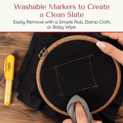 Fabric Markers for Sewing – Ergonomic Tailors Chalk Pen with Improved Dosing Wheel for Sharp Lines - Washable Sewing Chalk Marking Pens that are Compatible with Most Fabrics - Yellow 1 Pack