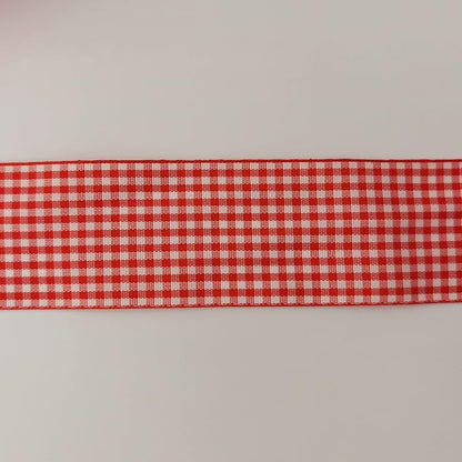 1.5 Inch Red and White Woven Edge 100% Polyester Gingham Ribbon 25 Yards Each Roll (1-1/2", Red)