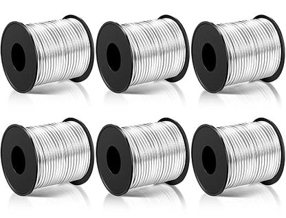 Gisafai 6 Roll 12 Gauge Aluminum Wire for Crafts 100 Feet 2 mm Metal Bendable Aluminum Wire for Jewelry Making, DIY Crafts, Wreath Making, Beading, Floral