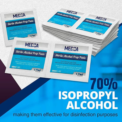 MEDca Alcohol Prep Pads - 1000 Count, 70% Isopropyl Alcohol, Unscented, 2-Ply Cotton, Individually Wrapped, Latex-Free, Ideal for Minor Cuts, Scrapes, and Electronics