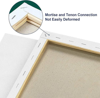 Stretched Canvases for Painting 9x12 Inch 7-Pack, 10 oz Triple Primed Acid-Free 100% Cotton Blank Canvas, Rectangular Canvas for Oil Paint Acrylics Pouring & Wet Art Media