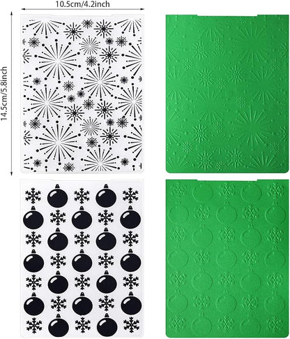 4 Pieces Christmas Plastic Embossing Folder Christmas Embossing Template Snowflake Bells Pattern Scrapbooking Embossing for Christmas Craft Cards Decorations