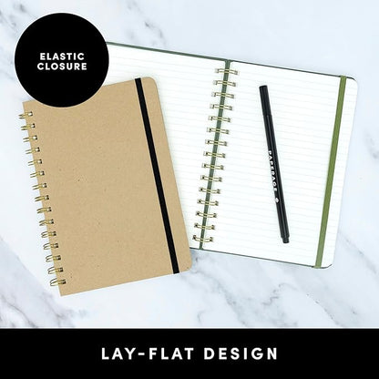 PAPERAGE Lined Spiral Journal Notebook, (Black), 160 Pages, Hardcover Journal for Women & Men, Medium 5.5 in x 8 in - 100 GSM, Thick Paper, Spiral Notebook for Work, School & Journaling