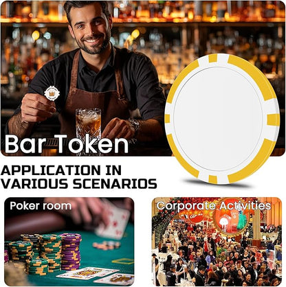 50 Custom Poker Chips, Personalized with Your own Logo, Photo or Text - 11.5g Casino Chips for Poker Gram, Tournaments, Business Card, Token