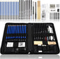 H & B 40 Piece Professional Sketch Pencil Drawing Kit,Complete Artist Kit, Including Graphite Pencils, Pastels, Sharpener and Eraser