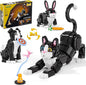 3 in 1 Animal Tuxedo Cat Building Set - Animal Figurines with 3 Building Options into Cat, Dog, or Rabbit - Learning Toy, Birthday Gift for Kids, Girls & Boys Ages 6+