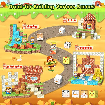 Magnetic Blocks Building Toys for Kids Ages 4-8 5-7 8-12 Year Old, Magnetic Cubes Tiles Montessori Sensory Travel Toddler Boys Girls Toys Games Christmas Birthday Gifts