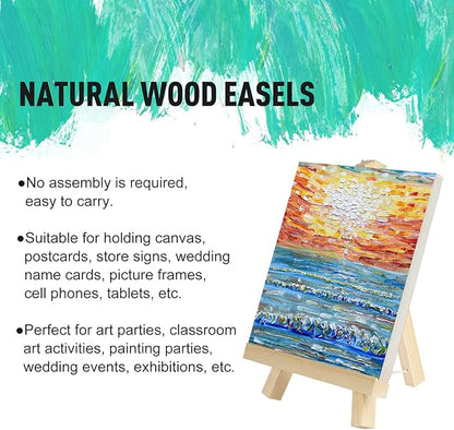 Kinlink 9 Inch Tall Wood Easels for Display Set of 6, Display Easel Tabletop, Painting Easel Stand for Artist Students