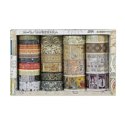 Vintage Washi Tape Set - 24 Rolls Arts Adhesive Tapes Assorted Retro Decorative Masking Tape Sets for Craft, Kids, Scrapbook, DIY, Gift Wrapping (12-Mystic Tarot)