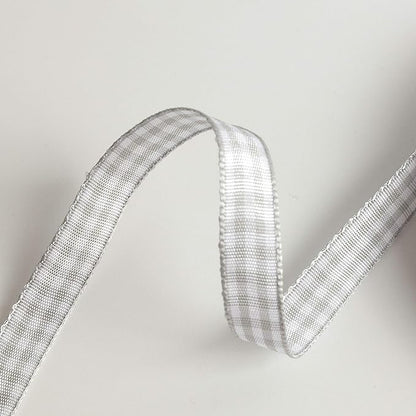 Gray Gingham Plaid Checked Ribbon 25 Yards Each Roll 100% Polyester (3/8",Gray)