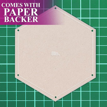 Hexagon Quilting Template Set - 8" with 1/4" Seam Allowance - Durable Acrylic Templates for Quilting, Patchwork, Crafting, & Sewing Projects - Clear Templates for Accurate Designing