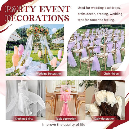 Horbaunal Burgundy Chiffon Fabric by The Yard, 10 Yard Continuous Sheer Fabric 59" Wide Soft Draping Fabric for Wedding Arch Draping Party Backdrop DIY Sewing