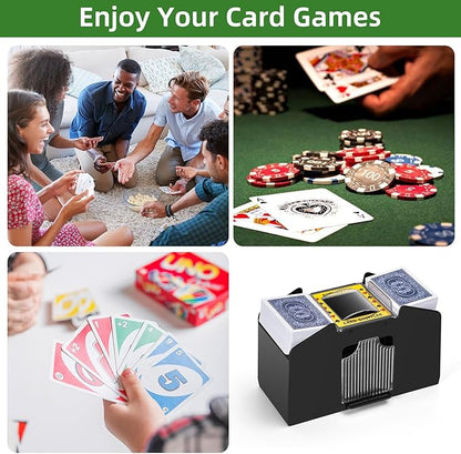 Automatic Card Shuffler 1/2/4/6 Decks,Battery Operated Electric Playing Card Shuffler for UNO,Casino Card Game,Poker,Phase 10,Blackjack,Texas Hold'em,Home Card Games