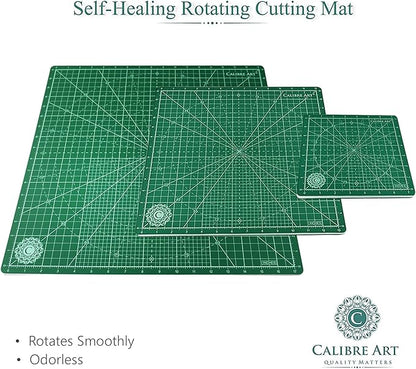 Rotating Self Healing Cutting Mat 14x14 (13" Grid), Perfect for Quilting & Art Projects