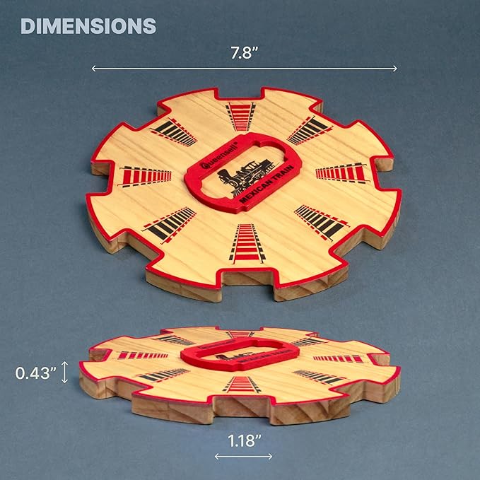 Queensell Dominoes Double 12 with 4 Holders + Wooden Hub + Score Pad + Metal Trains