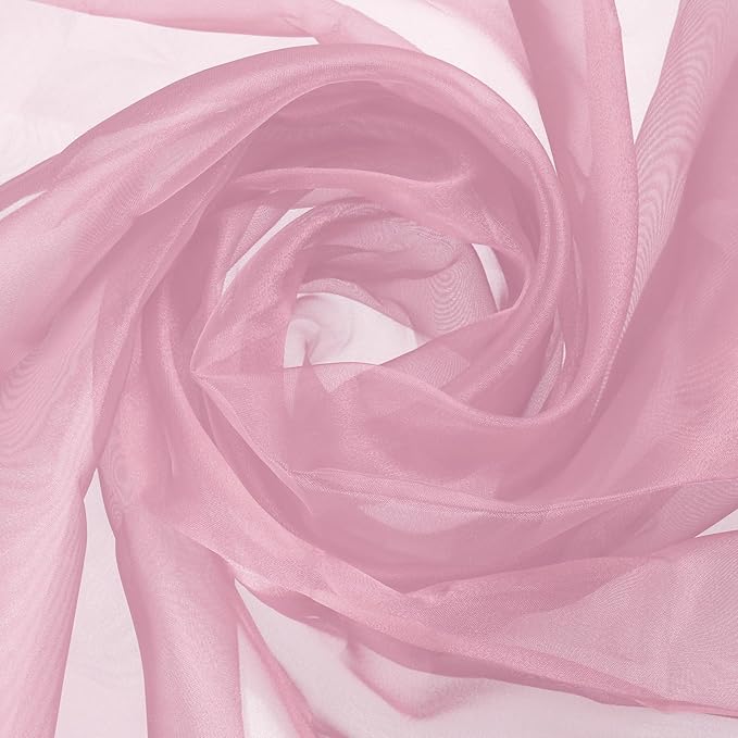 MECCANIXITY Iridescent Sheer Organza Fabric, 2 Yards x 59 Inches Solid Holographic Shiny Fabric Organza Cloth for Wedding, Curtains, Costume, Photo Background, Bean Powder