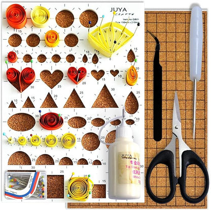 JUYA Paper Quilling Kit with Blue Tools 960 Strips Board Mould Crimper Coach Comb (Paper Width 3mm with Glue)