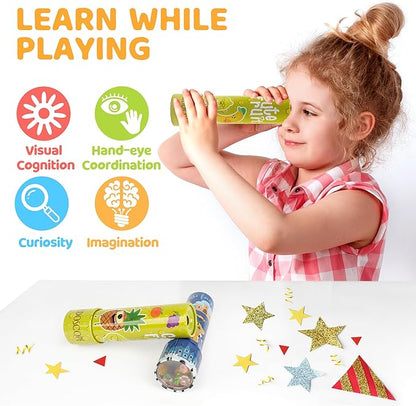 D-FantiX Classic Tin Kaleidoscopes for Kids, 2 Pack Retro Toys - Educational Toys with Metal Body, Boy Girl Birthday Party Favors Decorations, Christmas Stocking Stuffer Gift
