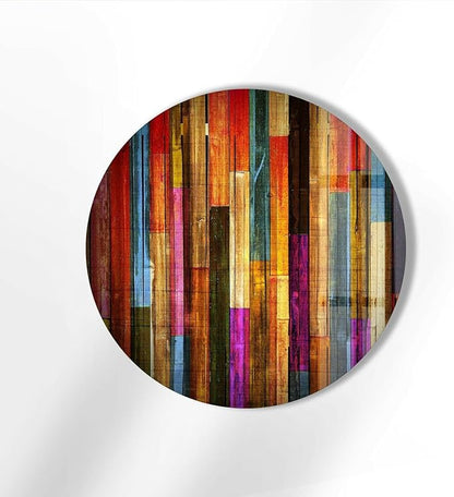 My Photostation.com 24''(60cm) Diameter Colorful Wood Pattern Round Glass Wall Art Tempered Glass Printing Wall Decor Large Wall Art Wall Hangings