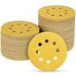 100PCS 5 Inch 8 Hole Sanding Discs 220 Grit,Gold Round Hook and Loop Sandpaper for Random Orbital Sander