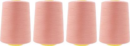 Mandala Crafts 4 Pack of Serger Threads Cones Spools - 20S/2 24000 Yards Polyester Blush Threads for Sergers Machine and Overlock Quilting Sewing Machine