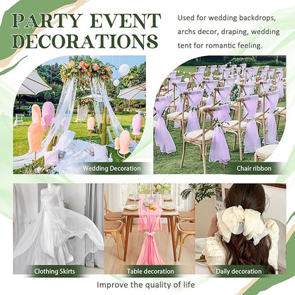 Horbaunal Dusty Sage Chiffon Fabric by The Yard, 10 Yard Continuous Sheer Fabric 59" Wide Soft Draping Fabric for Wedding Arch Draping Party Backdrop DIY Sewing