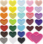 62 Pcs Colorful Embroidered Iron on Heart Patches Hearts Iron on Patches Mini Tiny Fabric Heart Sew on Patch,Hearts Embroidered Patch for Clothes Dress Pant Hats Backpack
