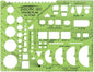 Pacific Arc House Plans Templates Guide, with Stairs, Doors, Plumbing, Kitchen Appliances, and Roof Pitch Gauge, Scale of 1/4 Inch to 1 Foot
