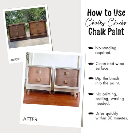 Chalky Chicks All-in-One Chalk Paint for Furniture or Cabinet - 4 Fl Oz - Matte Finish Logan Berry (Plum) for Metal, Wood Furniture Paint - No Sanding All-in-One for Home Decor & Crafts, USA Made