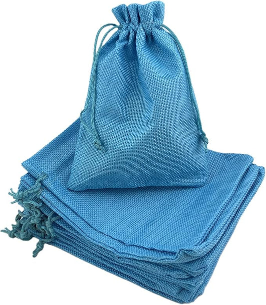 Palmhomee Pack of 25 Burlap Gift Bags with Drawstring Linen Jewelry Pouches Wedding Hessian Jute Bags for Birthday and Treat Pouches Party Wedding Favors Gift (5x7 Inch, Ocean Blue)