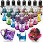 CHEAPART Alcohol Ink Set 24 Vibrant Colors Resin Dye High Concentrated Fast Drying Alcohol Based Epoxy Resin Pigment Resin Art Tumblers Coaster Acrylic Fluid Painting Crafts (24x10ml/0.35 fl oz)