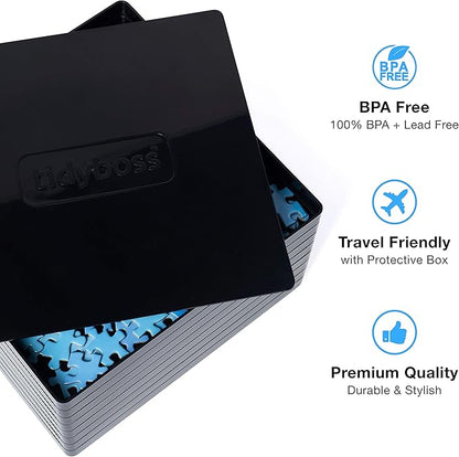 8 Puzzle Sorting Trays with Lid 8" x 8" - Jigsaw Puzzle Accessories Black Background Makes Pieces Stand Out to Better Sort Patterns, Shapes and Colors | for Puzzles Up to 1500 Pieces