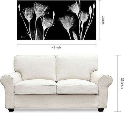 Empire Art Direct Frameless Free Floating Tempered Glass Panel Graphic Flower Wall Art Ready to Hang, 24" x 48", Gentian X-ray