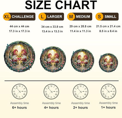 KAAYEE Wooden Puzzles for Adults, 3D Visual Effect Gnome Couple Wooden Jigsaw Puzzle Unique Shape Wood Puzzle Adult, 3D Effect Flat Puzzle Birthday Family Games (L-13.4 * 13.3in-300pcs)