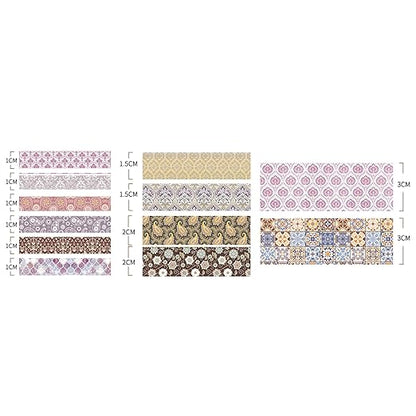 12 Rolls Exotic Charm Washi Tape Set Floral Arts Adhesive Tapes Geometric Garden Decorative Masking Tape Sets for Craft, Kids, Scrapbook, DIY, Gift Wrapping (Amethyst Elegance)