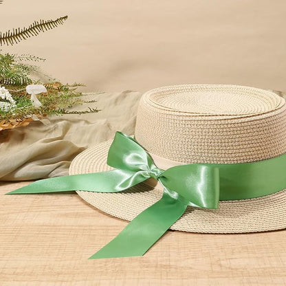 LaRibbons Sage Green Satin Ribbon 1 1/2 Inch 50 Yards Luxury Double Faced Green Silk Ribbon for Flower Bouquet Crafts Gift Wrapping Wedding Decoration