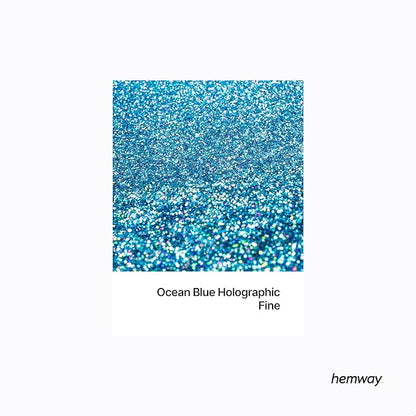 Hemway Polyurethane & Epoxy Resin Glitter 100g / 3.5oz Metallic Crystal Flake Additive for Flooring Jewelry Tumblers Glass Pigment - Fine (1/64" 0.015" 0.4mm) - Ocean Blue Holographic