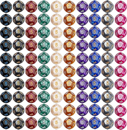 CiaraQ DND Polyhedral Dice (100pcs) with A Dice Bag Compatible with Dungeons and Dragons DND RPG MTG Role Playing Table Games (D12 dice, 10 colors-100 pcs)