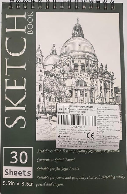 OSIMIG 10 Pack 5.5 * 8.5"" Sketch Books, 300 Sheet Drawing Paper, Mini Sketchbook for Kids, Drawing Pad, Top Spiral Bound Sketch Pad for Beginger, Adult Art Supplies, sumiaoben -10
