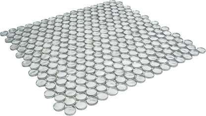 Glass Penny Round 1.03 sq ft/Piece Pack of 1,Silver Penny Round Mosaic Glass Tile – 12.2 x 12.2 Inch - Luxurious Design for Bathroom Walls, Kitchen Backsplash, Shower Walls - Elegant Wall Décor