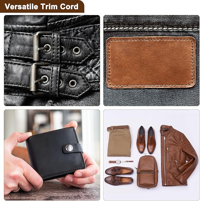 uxcell 150D 0.8mm Flat Waxed Thread 284 Yards Polyester Leather Sewing Waxed String Hand Stitching Waxed Cord for Leather Stitching Sewing Bookbinding DIY Craft Dark Brown
