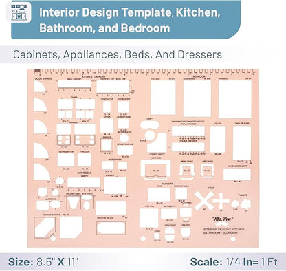 Mr. Pen- House Plan, Interior Design and Furniture Templates, Drafting Tools and Ruler Shapes for Architecture - Set of 3