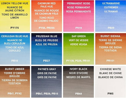 Winsor & Newton Cotman Watercolor Paint Set, 12 Colors, 8ml (0.27-oz) Tubes w/ Brush