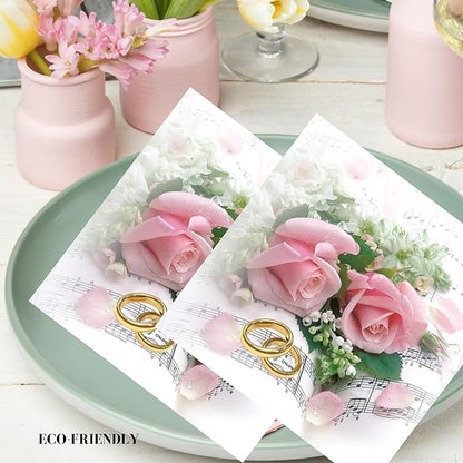 20-ct 13x13 Flowers Paper Luncheon Decoupage Napkins, 3-Ply Servilletas Printed Flower Bouquet Roses Wedding Napkin for Art, Dinner and Party, Disposable Napkins Decor