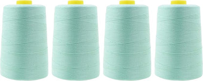 Mandala Crafts 4 Pack of Serger Threads Cones Spools - 40S/2 24000 Yards Polyester Mint Threads for Sergers Machine and Overlock Quilting Sewing Machine