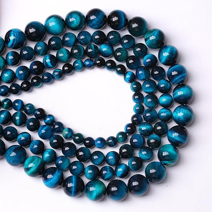 180PCS 4mm Blue Tiger Eye Gemstone Loose Beads Natural Round Loose Stone Beads for Jewelry Making DIY Bracelet Necklace Earrings 2 Strand 32"