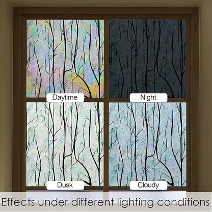 DKTIE Nature Pattern Rainbow Window Film Decorative Stained Glass Window Film Static Cling Films Easy Apply Removable Comes with Tools (U1747-rainbow, 35.4" x 78.7")