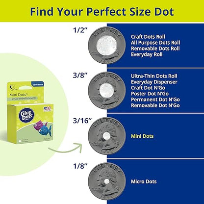 Glue Dots, Mini Dots, Double-Sided, 3/16", 900 Dots, DIY Craft Glue Tape, Sticky Adhesive Glue Points, Liquid Hot Glue Alternative, Clear, 3 Pack