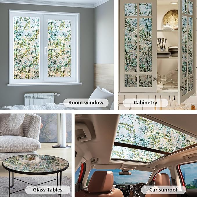 Finnez Window Privacy Film 3D Static Cling Window Film, No Glue Heat Control & 96% UV Blocking for Home Office, Decorative Frosted Glass Cover 45.2 Inch x 6.5 Feet